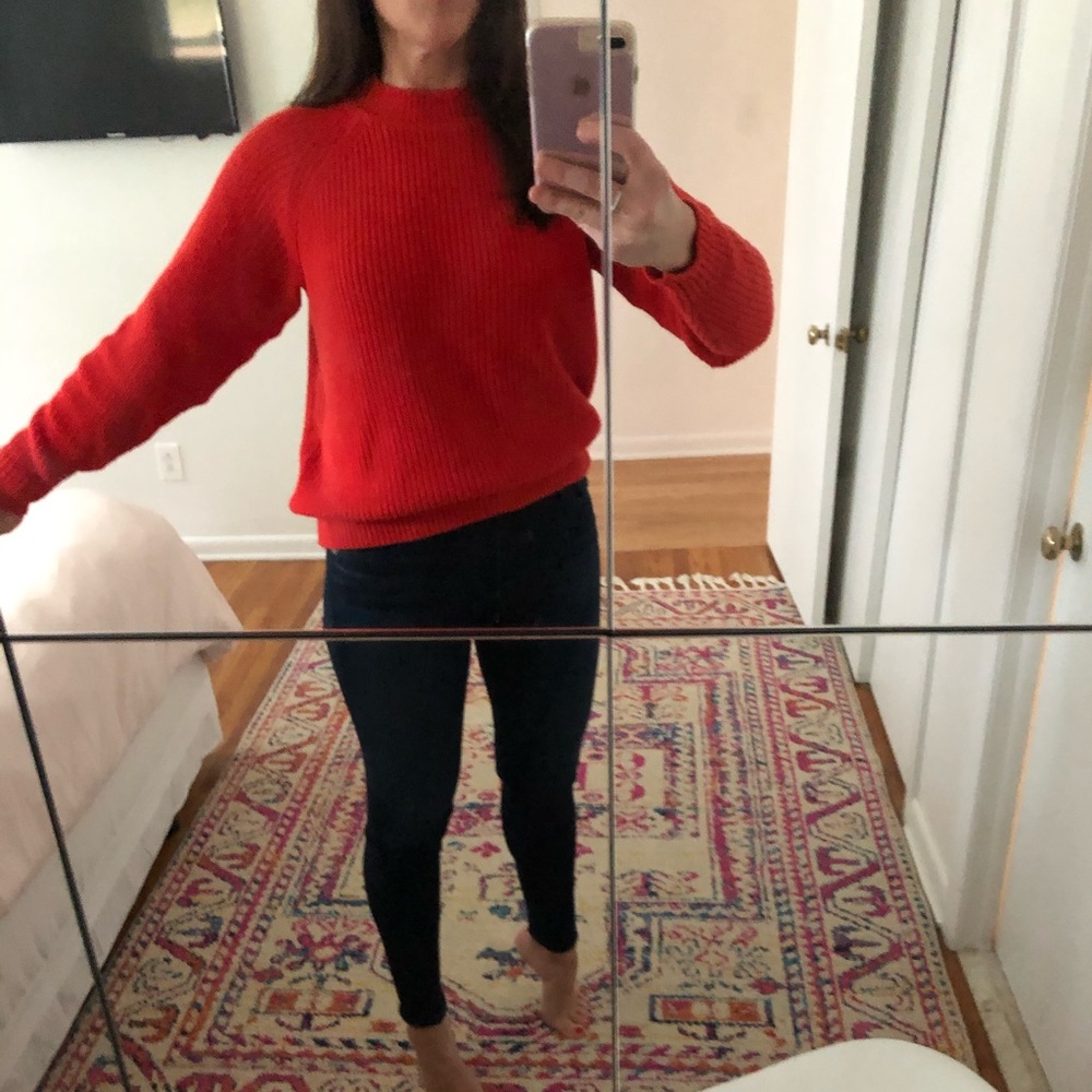Red Zipper Back Sweater - Picture 2 of 7